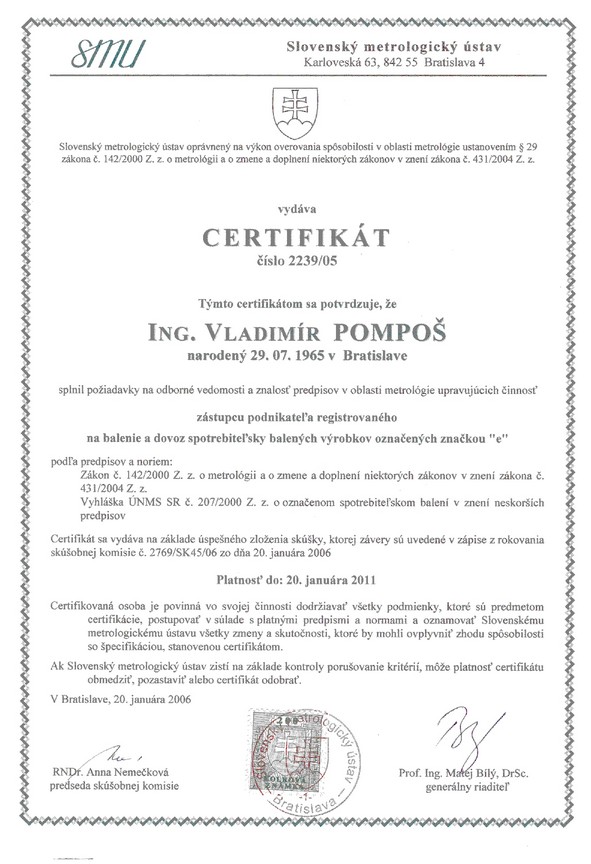 Certifikt zstupcu podnikatea